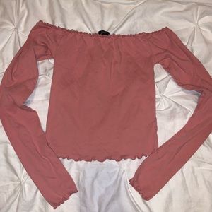 Pink off the shoulder cropped top